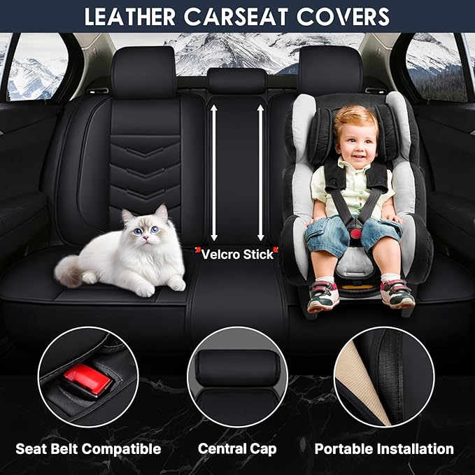 Car Seat Cover for Chevrolet Camaro 2000-2024, Durable Wear Resistant Waterproof Vehicle Cushion Cover, Breathable No Odor Premium Leather Vehicle Seat Covers.(Standard,Black)