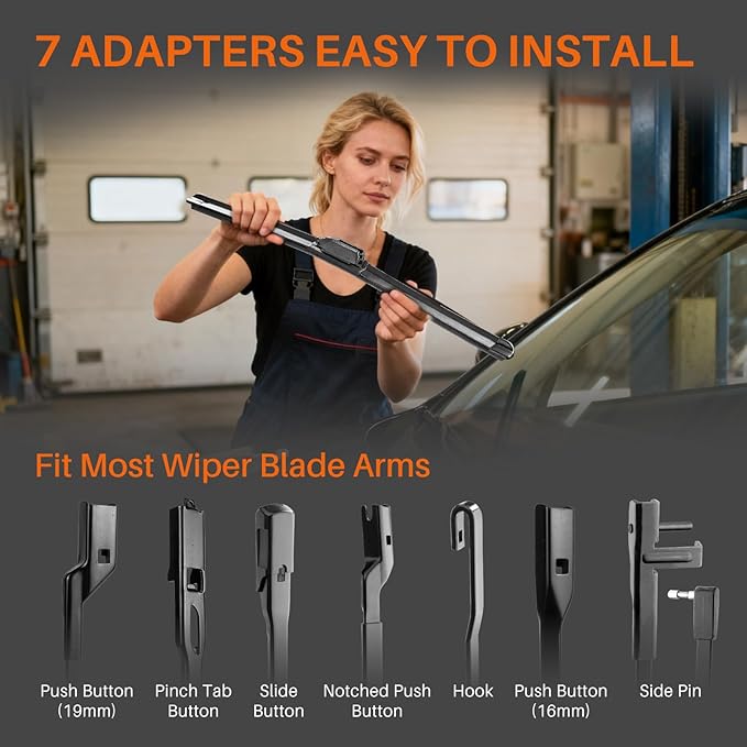 DOG TAIL Water Repellent Silicone Wiper Blades 22" 21" Set with Multiple Adapters and 2 Refills, Automotive Replacement Front Windshield Wiper Blades for My Car with Water Repellency Formula DropClear