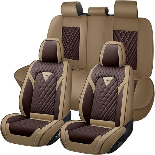 Truck Seat Covers for Ram 3500 2009-2026, Waterproof Premium Leather Full Coverage Car Seat Cover, Muscle Sport Style Auto Interior Seat Cover Sets (Full Set/Brown Coffee)