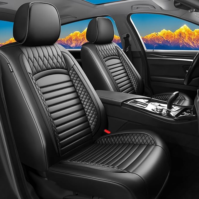 Fit Corolla Car Seat Covers for Toyota Corolla 2000-2024 2025 2026 - Upgraded Premium Waterproof & Breathable Leather, Airbag Compatible, All-Weather Seat Cushion Protector (Full Set, Black)