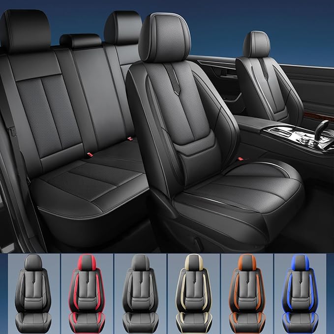 Fit Fj Cruiser Car Seat Covers for Toyota Fj Cruiser 2007-2013 2014 -Upgraded Premium Waterproof & Breathable Leather,Airbag Compatible,All-Weather Seat Cushion Protector,Full Set,Black