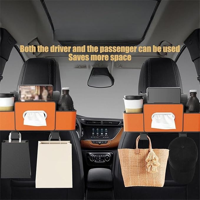 Car Organizers and Storage Box Behind Seat, Large Car Seat Back Organizer for Hold Phone, Drinks, Handbag, Universal Fit for Suv/Sedan (Brown, 2pcs)