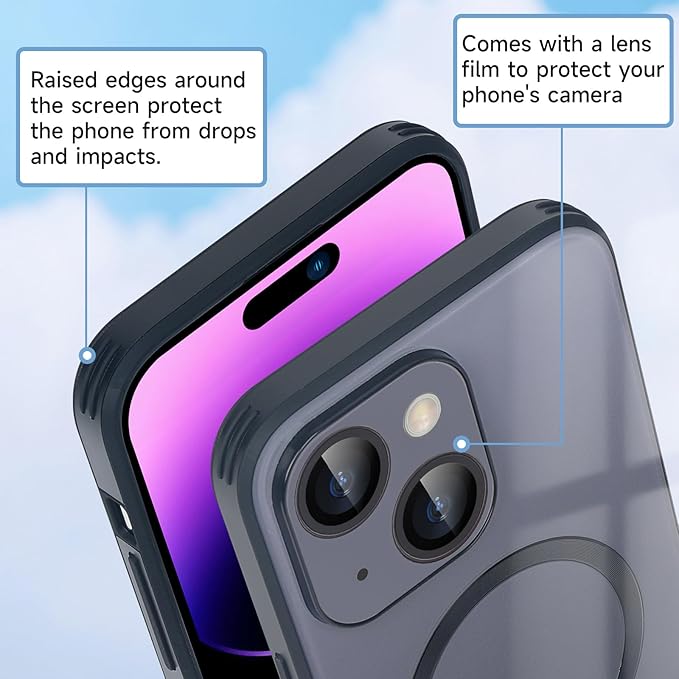 Guppy Compatible with iPhone 15 Case Magnetic, with Full Camera Lens Protector [Compatible with MagSafe] Scratch Resistant Gradient Glass Back Cover Phone Case-Black