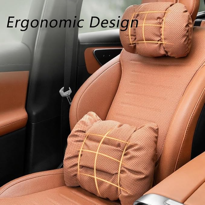 Neck Pillow Automotive Seat Cushions for Mercedes Benz C-Class Sedan W206 W205 W204 W203 W202 CL203 Sedan Saloon, Relieving Neck Stiffness Sciatica Relief Car Headrest Lumbar Pillow,White