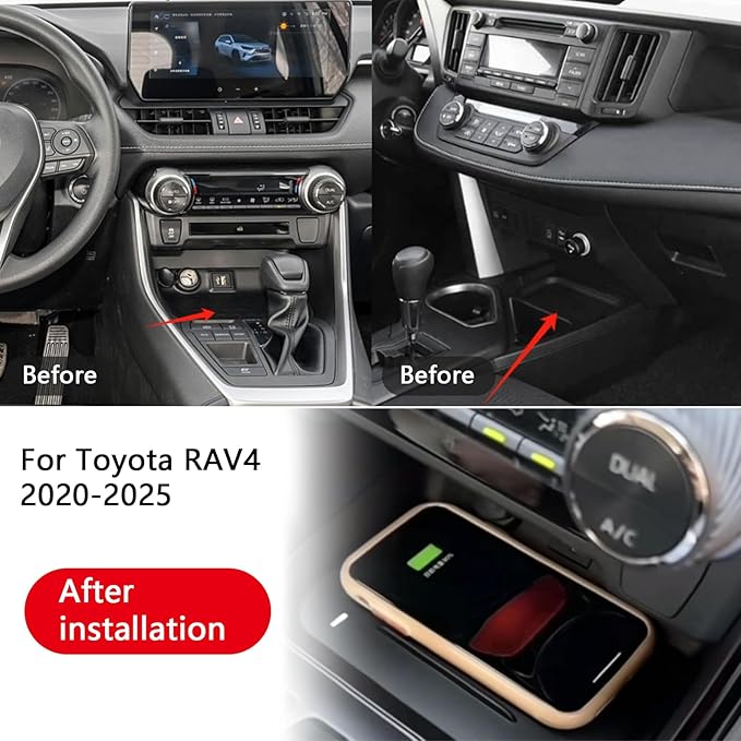 for Toyota RAV4 2020-2025 Car Center Console Phone Charger Fast Wireless Charger Charging Plate Charging Holder