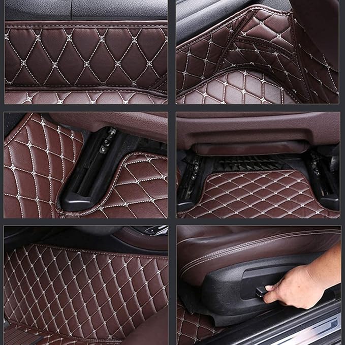 Custom Making Car Floor Mats for 95% Sedan SUV Sports Car Full Coverage Cute Men Women Pads Protection Non-Slip Leather Floor Liners (Pink Black)