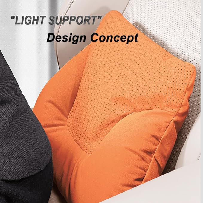 Car Neck Pillow Set for BMW M5 Touring 2025, Leather Car Headrest Lumbar Support Waist Backrest Head Support Cushion,Orange