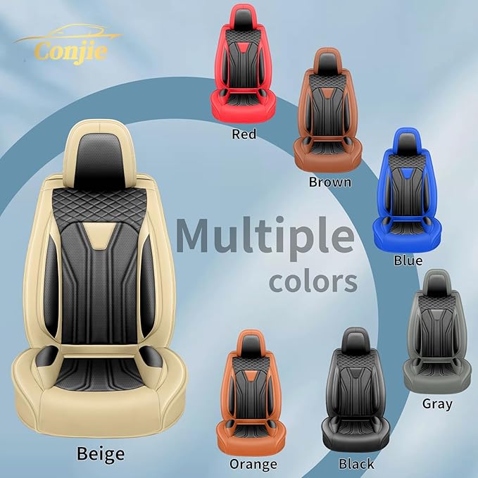 Fit Rogue Car Seat Covers Compatible with Nissan Rogue 2011-2025 2026 - Full Set Premium Leather， Waterproof Breathable， All-Weather Seat Cushion Protecto&Airbag Compatible （Beige & Black