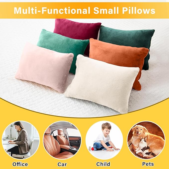 2 Pack Small Pillow, Memory Foam Mini Pillow 11 X 7 Inches for Travel, Sleeping, Nap and Neck, Knee, Lumbar Support, Tiny Cushion for Pet, Dogs (Light Pink)