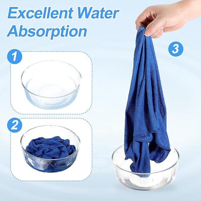 HARFINGTON 2 Pack Microfiber Cleaning Cloth, 24" x 16" Multi-Functional Cleaning Towels Reusable Absorbent Rags for Car Wash Kitchen Household Window Clean, Sapphire Blue