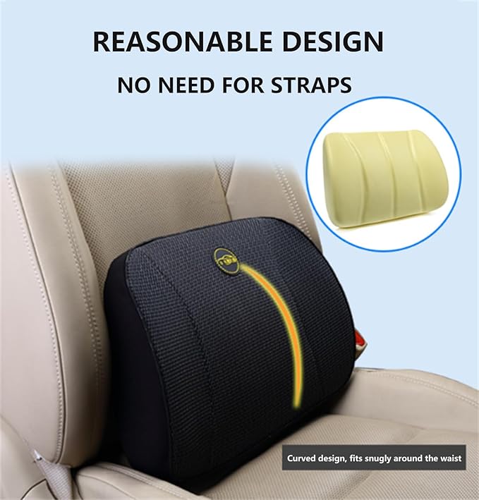 Heightening Wedge Car Seat Cushion Pad for Driving with Comfort Memory Foam, Curved Design Closely Adheres to The Lumbar Spine and Buttocks, Relieving Fatigue Broader Vision (Waist Cushion,Dark Gery)