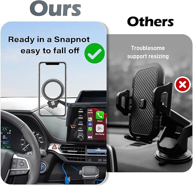 Car Phone Holder for Toyota Sienna 2021-2024 Accessories Magnetic Cell Phone Mount Apply to 9 Inch Screen Fixed Clip Hands-Free 360 Degree Rotation with Dashboard Storage Tray