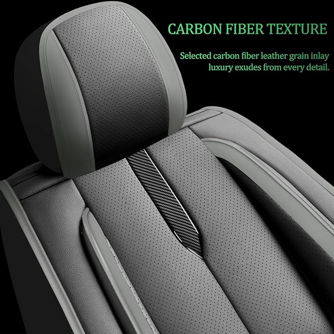 Fit Avalon Car Seat Covers for Toyota Avalon 2001-2024 2025 2026 -Upgraded Premium Waterproof & Breathable Leather,Airbag Compatible,All-Weather Seat Cushion Protector,2 Front/Black-Grey