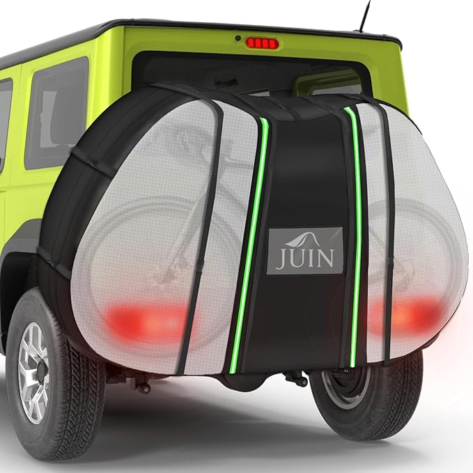 JUIN Bike Covers Outdoor Storage: 900D Heavy Duty Waterproof Bicycle Cover for Mountain Bikes - Motorcycle Travel Bike Cover for Transport on Rack - Outfits for 2 Bikes (Clear)