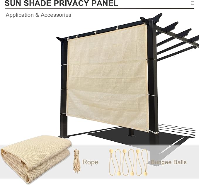 Alion Home Sun Shade Privacy Panel with Grommets on 4 Sides for Patio, Awning, Window Cover, Pergola or Gazebo - Banha Beige (10' x 6')