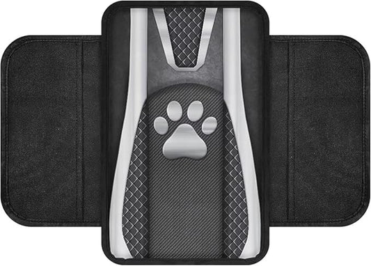 Metal-Like Dog Paw Print Car Armrest Cover Washable Middle Console Cover Scratch-Resistant Armrest Seat Box Cover Protector Auto Armrest Pad Universal for Most Vehicle SUV Truck Car