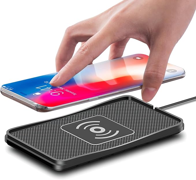 Car Wireless Charger Pad, 15W Fast Wireless Car Charger, Non-Slip Wireless Phone Charger Car Compatible with iPhone 17/16/15/14/13/12, Samsung and LG, Android Phones