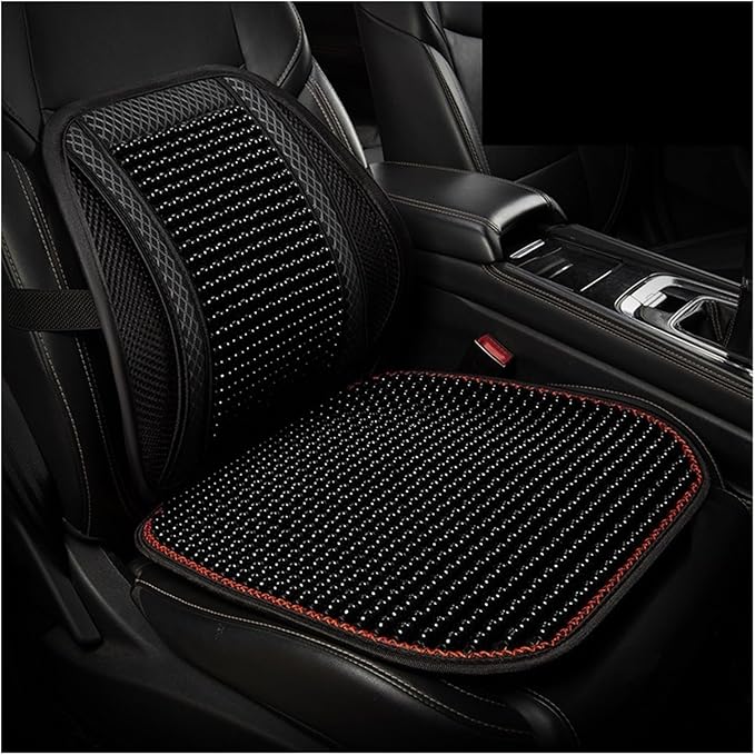 TOMSE Car Seat Chair Back Cushion for Toyota RAV4 Prime 2025, Wooden Beads Ventilate Mesh Lumbar Brace Strong Durable Relieve Fatigue Summer Interior Accessories,A-Seat pad