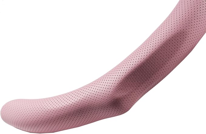 Quick Install Sporty Perforated Pink Nappa Leather Steering Wheel Cover Universal fit 14½" to 15" Car SUV Pickup 14.5 to 15 inches Napa