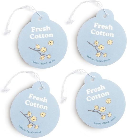 Happy Wax Fresh Cotton Car Charms 4-Pack - Scent Notes: Cotton, Floral and Wood
