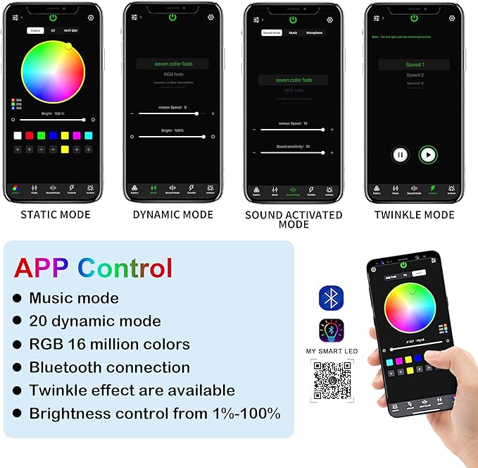 ATOKEE 10W Twinkle 550pcs Starlight Headliner Kit, 0.03in 9.8ft Fiber Optic Star Lights for Car Home Roof Use with APP/Remote Control