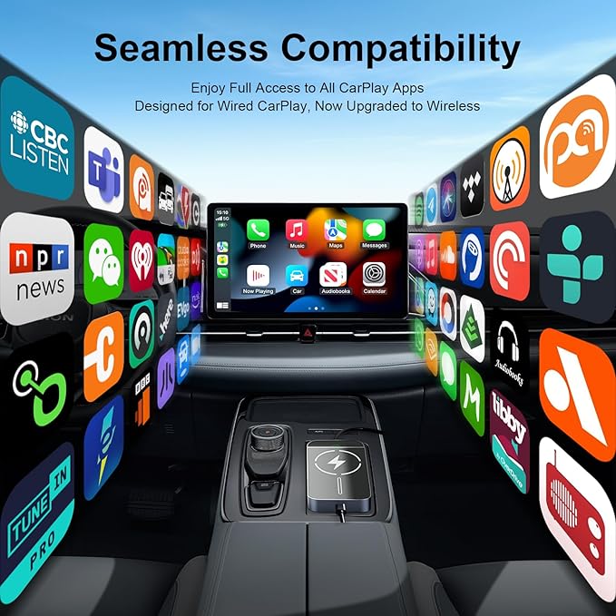 Wireless CarPlay Adapter with Magnetic 15W Fast Charging for iPhone 17/16/15/14/13/12 Series – Wired to Wireless CarPlay Converter, Auto Connect Plug & Play