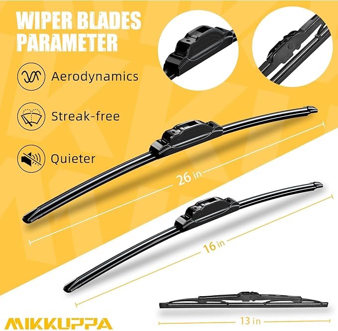MIKKUPPA 26"+16"+13" Windshield Wiper Blades Replacement for 2012-2016 Honda CRV CR-V, Front & Rear Wiper Blades Set, Durable Stable Quiet All Season (Pack of 3)