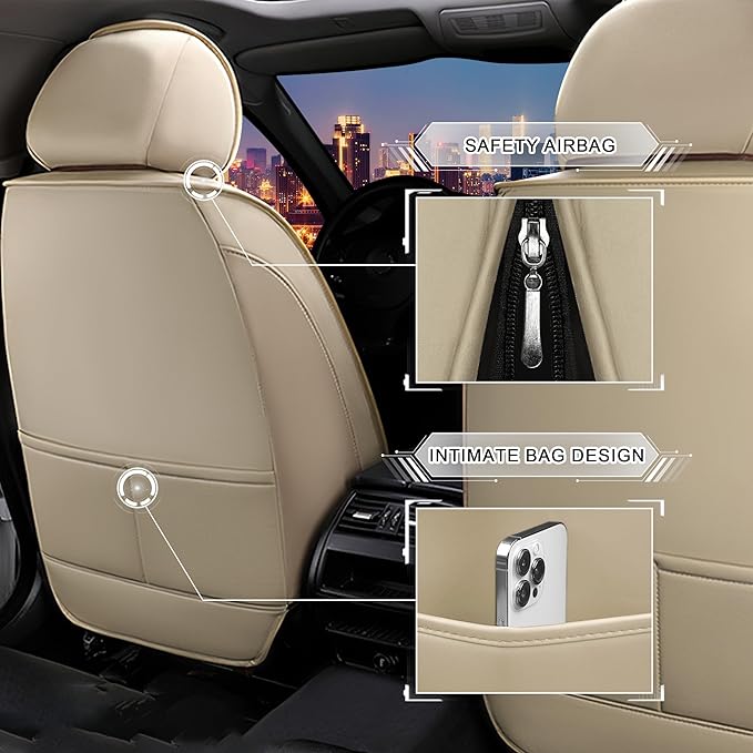 CTDS Car Seat Covers for Chevy Equinox 2005-2026, Stylish Sport Seat Cover, Premium Nappa Leather Car Seat Cover. Automobile Seat Covers Sets.(Luxury 2 Seats/Beige)