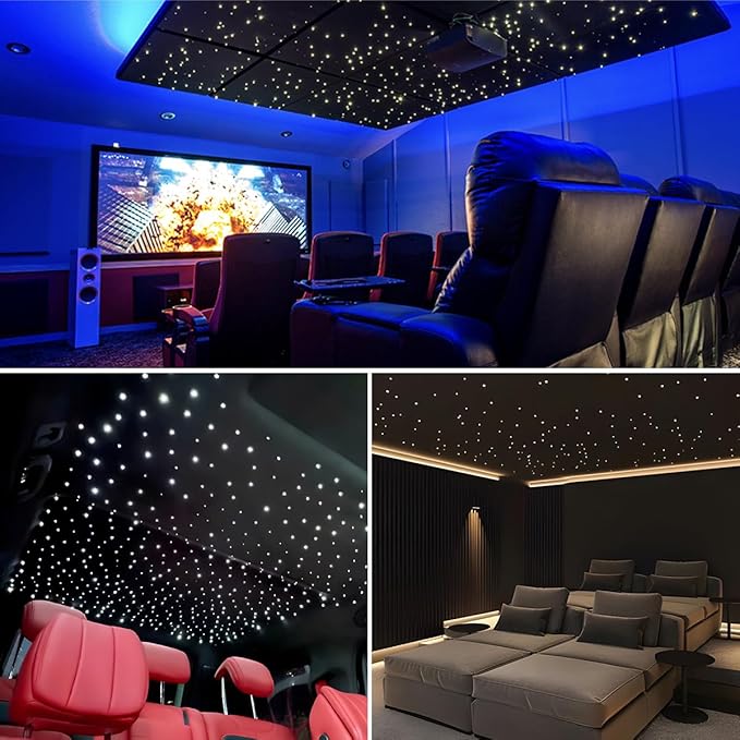 AKEPO 6W Mini Size Twinkle 200pcs Starlight Headliner Fiber Optic Lights Kit, 0.03in 6.5ft/2m Optical Fiber Music Activated APP Control Star Ceiling Light Kit for Car Home