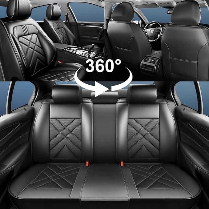 CX-5 Car Seat Covers Custom Fit for Mazda CX-5 2013-2025 2026, Full Coverage Leather Waterproof Breathable Seat Covers, Automotive Seat Protectors, Airbag Compatible(Full Set Seats, Black)