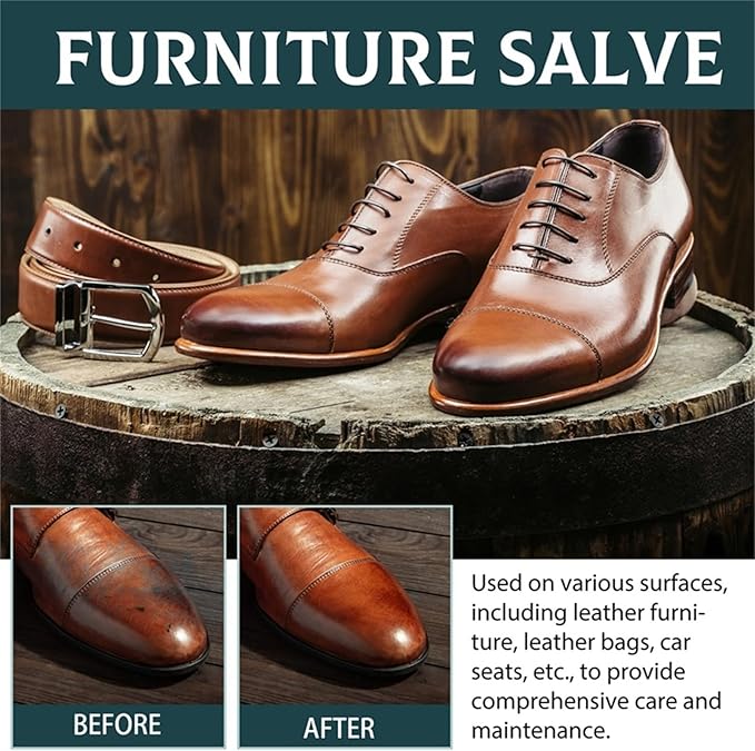 Leather Salve, 2025 Upgrade Leather & Wood Furniture Repair Salve with Brush, Furniture Salve for Leather Wood, Household Leather Upholstery Cleaners for Home, Easy to Apply (1pc)