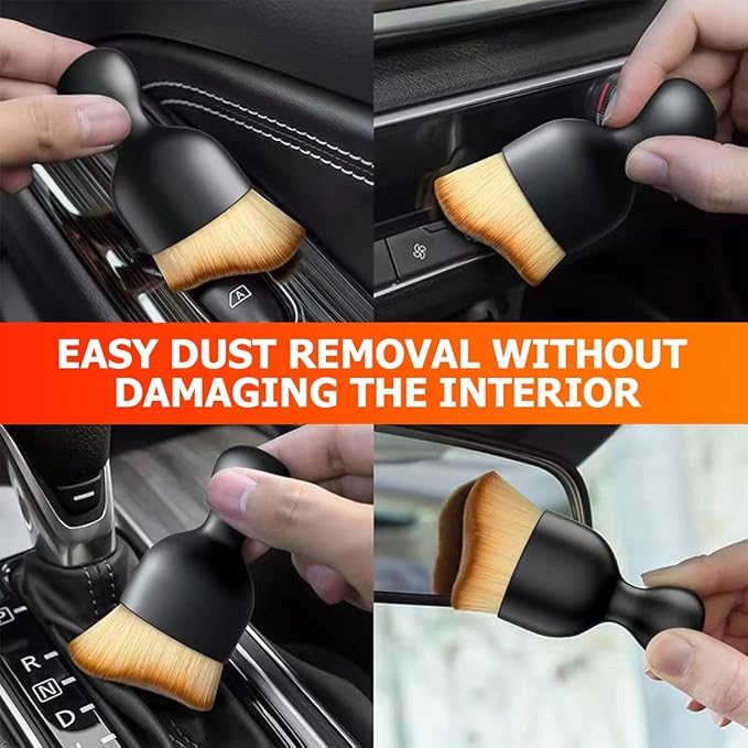 Blilo Car Interior Detailing Brush, Auto Soft Hair Cleaning Brushes, Curved Dirt Dust Collectors, Removal Tool for Dashboard Air Conditioner Vents Leather, Scratch Free (Black/White/1PCS)