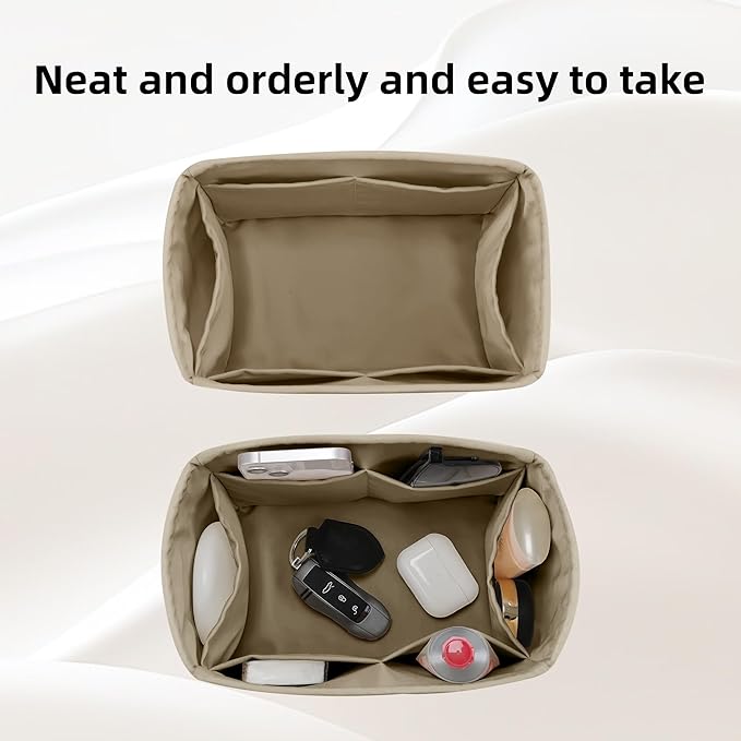 DGAZ Silk Purse Organizer Insert Fits LV Speedy 16/20/25/30/35/40/45 bags，Silky Smooth Bag Organizer，Luxury Handbag & Tote Shaper(Etoupe grey,SP40)