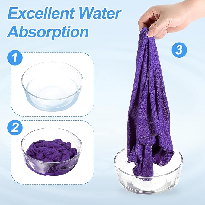 HARFINGTON 4 Pack Microfiber Cleaning Cloth, 16" x 16" Multi-Functional Cleaning Towels Reusable Absorbent Rags for Car Wash Kitchen Household Window Clean, Purple
