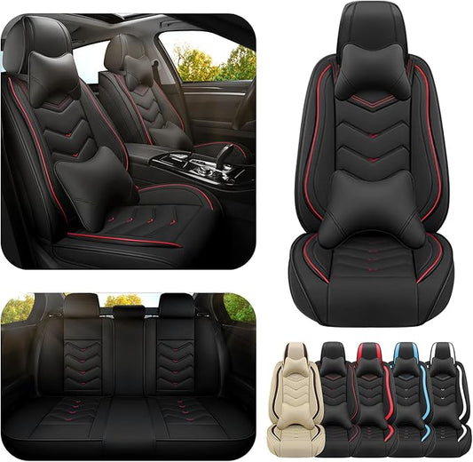 Car Seat Covers for KIA Sedona 2003-2021, Premium Nappa Leather Car Seat Cover, Stylish Sport Seat Covers， Automobile Seat Cover Sets.(Luxury 5 Seats/Black)
