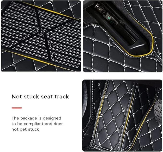 MELKEN Custom Fit Leather Car Floor Mats for 95% of Cars Full Coverage Floor Liners Car Mats (Black Beige)