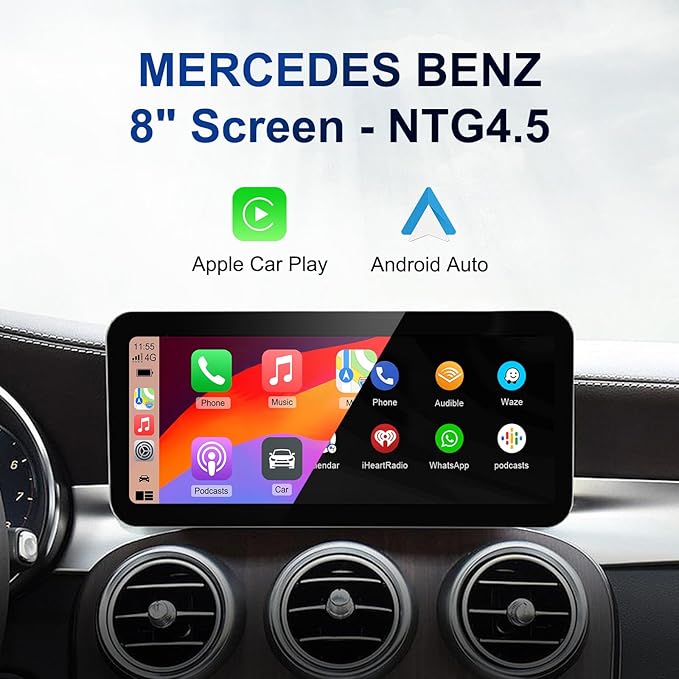 LEXXSON Wireless Carplay Android Auto Adapter for Mercedes Benz A/B/C/E/CLA/GLK/ML/SLD 2012-2015 with NTG 4.5 System, Carplay Retrofit Kit Decoder for Mercedes Benz with 2.4G, 5.8G WIFI, BT and GPS