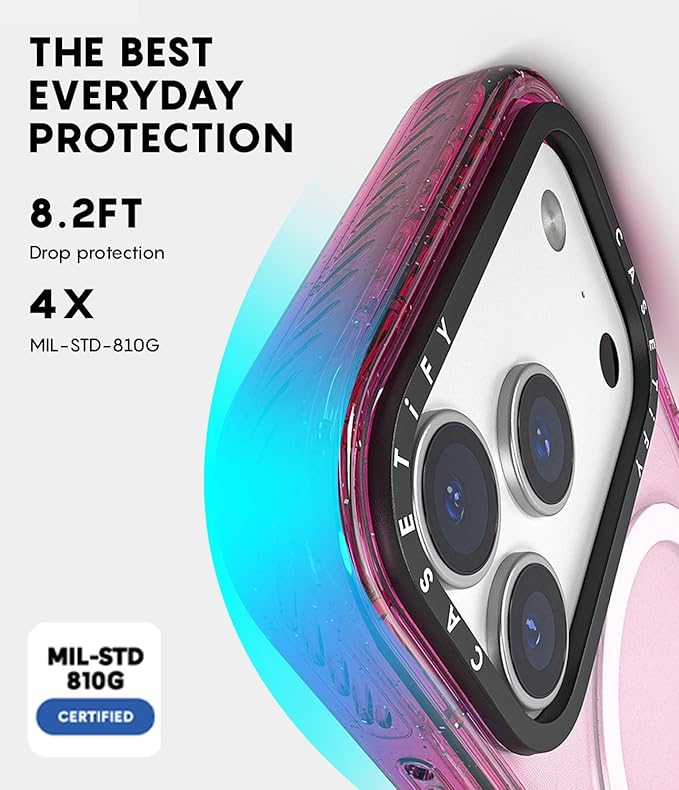 CASETiFY Impact iPhone 17 Case [Slim/Compatible with Magsafe / 8.2 ft. 4X Military Grade Drop Protection] - Night Cherry - Clear Black