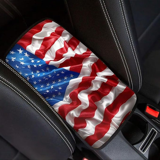American Pattern Universal Center Console Armrest Soft Pad Protector Cover Non Slip Fits for Most Vehicle,SUV,Truck Car Christmas Decoration