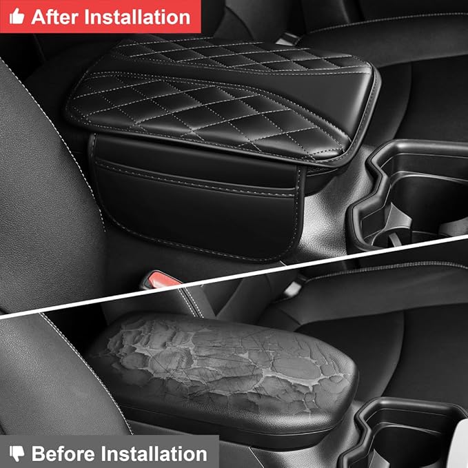 Center Console Cover Fit for Camry Scratch & Wear Resistant Waterproof Middle Console Cover with 2 Storage Bags(Black)