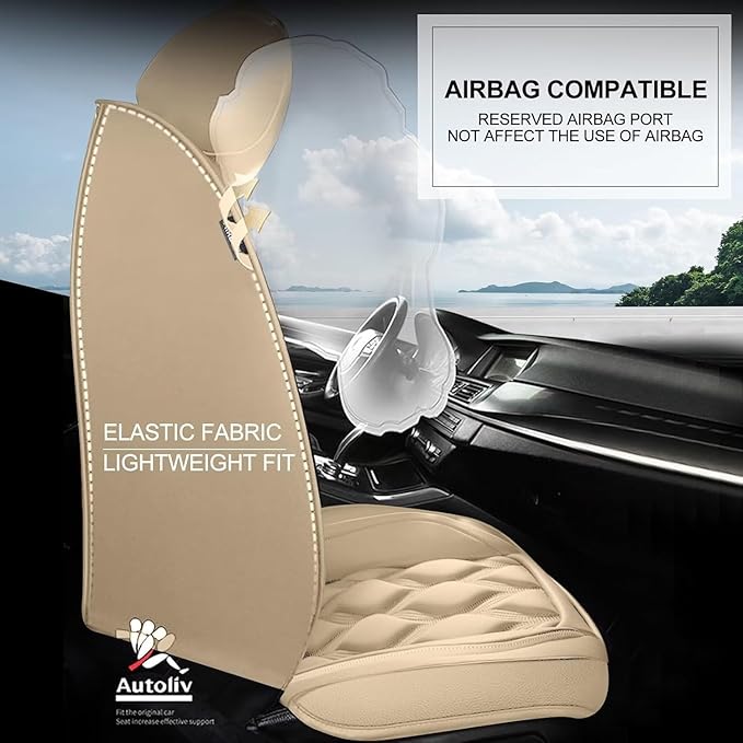 AOMSAZTO Seat Covers Fit for Nissan Murano 2011-2025 2026: Full Set Waterproof Leather Car Vehicle Seat Covers Protector (Beige)