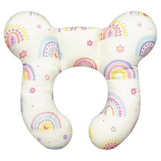 Baby Neck Pillows - Upgraded Toddler Travel Cushion for Toddler Head and Neck, Infant Neck Pillow for Car Plane Stroller Pushchair - Rainbow B