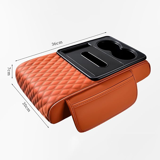 Car Armrest Center Console Cover for BMW X3 F25 2011 2012 2013 2014 2015 2016 2017, Center Console Pad with Cup Holder, Multifunctional Armrest Cushion,E Beige