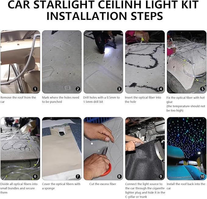 Starlight Headliner Kit,Twinkle + Music Sync Dual Color Fiber Optic Star Ceiling Lights with APP Remote Control, RGBW Star Lights for Car/Home Ceiling Decor, 1000pcs 13.1ft