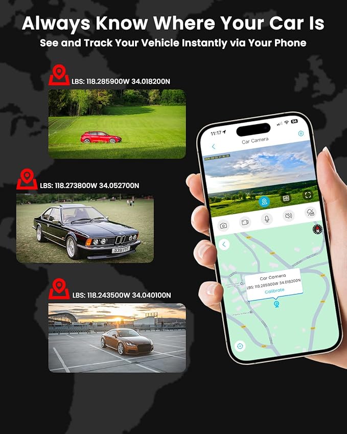 4G LTE Dash Cam with SIM Card, Live Streaming Car Security Camera Front & Cabin, 24/7 Parking Mode, AI Motion Alerts, Remote Viewing & 2-Way Talk, SD/Cloud, Anti-Theft Surveillance for Fleet & Family