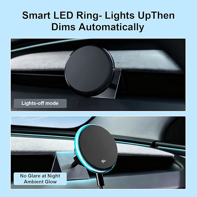 Wireless Car Mount Charger Fast Charging for Tesla Model 3/Y/3 Highland/Y Juniper (Model Y Juniper 2025+, Without OBD Charger)