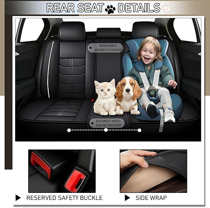 Leather Car Seat Covers Fit for Toyota Yaris Sedan 2019-2020, 5 Seater Car Seat Cover, Premium Waterproof, Scratch Resistant Car Interior Accessories (Full Set with Pillow Black White)