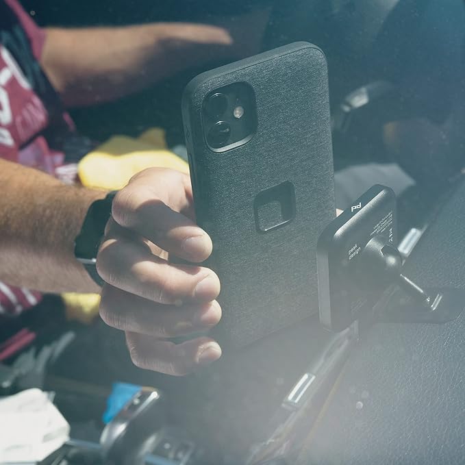 Peak Design Mobile Charging Car Mount, Black, Qi1 Charging, Mounts to Dash or Console, Connects to Mobile Cases, MagSafe Compatible, for iPhone, Samsung and Google Pixel Phones