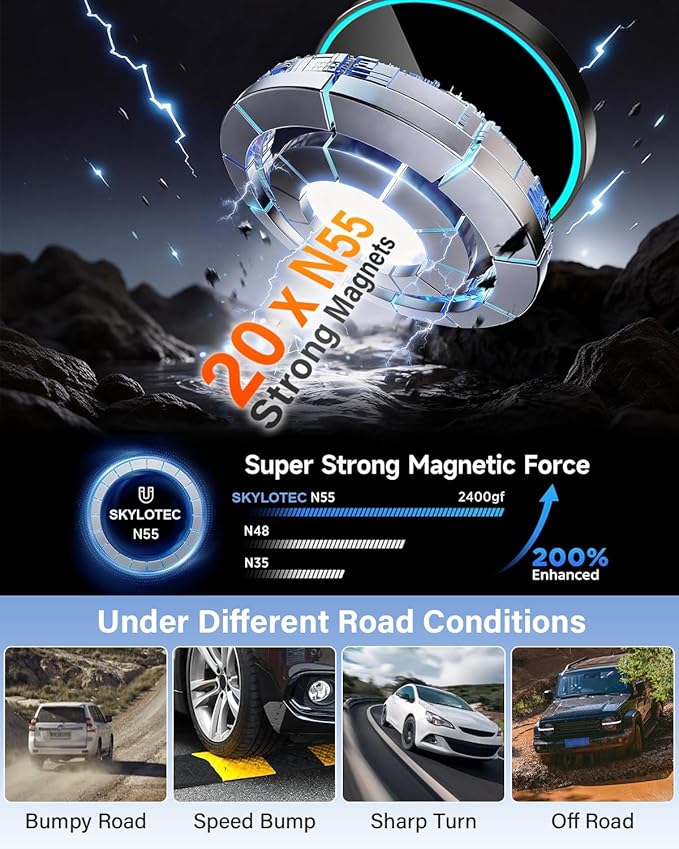 Phone Mount for Toyota Hyundai Elantra 2021-2024 2025 Accessories 10.25-Inch/8-Inch Screen Fixed Clip, Magnetic Car Phone Holder for MagSafe, Strong Magnets Fast Wireless Charger Cell Phone Base