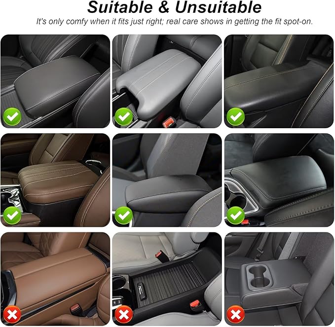 Center Console Cover Fit for Land Cruiser Faux Leather Car Armrest Cushion with Storage Bags, Cup Holder ＆ Phone Storage Multifunctional Middle Console Cover(Grey)